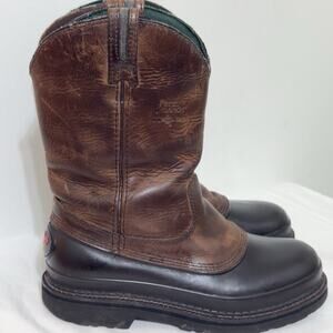 Georgia Boot G3413 Muddog Pull-On Brown Leather Farm & Ranch Work Boots 9M